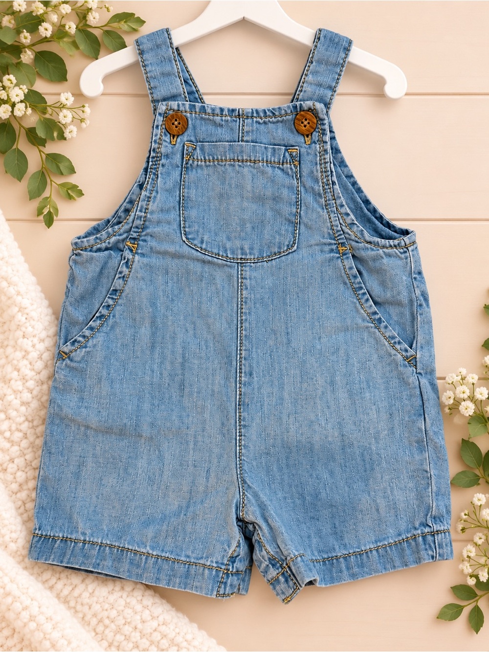 Little Planet by Carter’s 6M Organic Cotton Denim Short Overalls